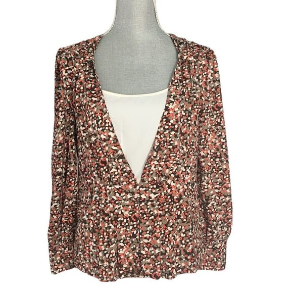 Chadwicks Brown Printed Long Sleeve Top Size 8P - Picture 2 of 5